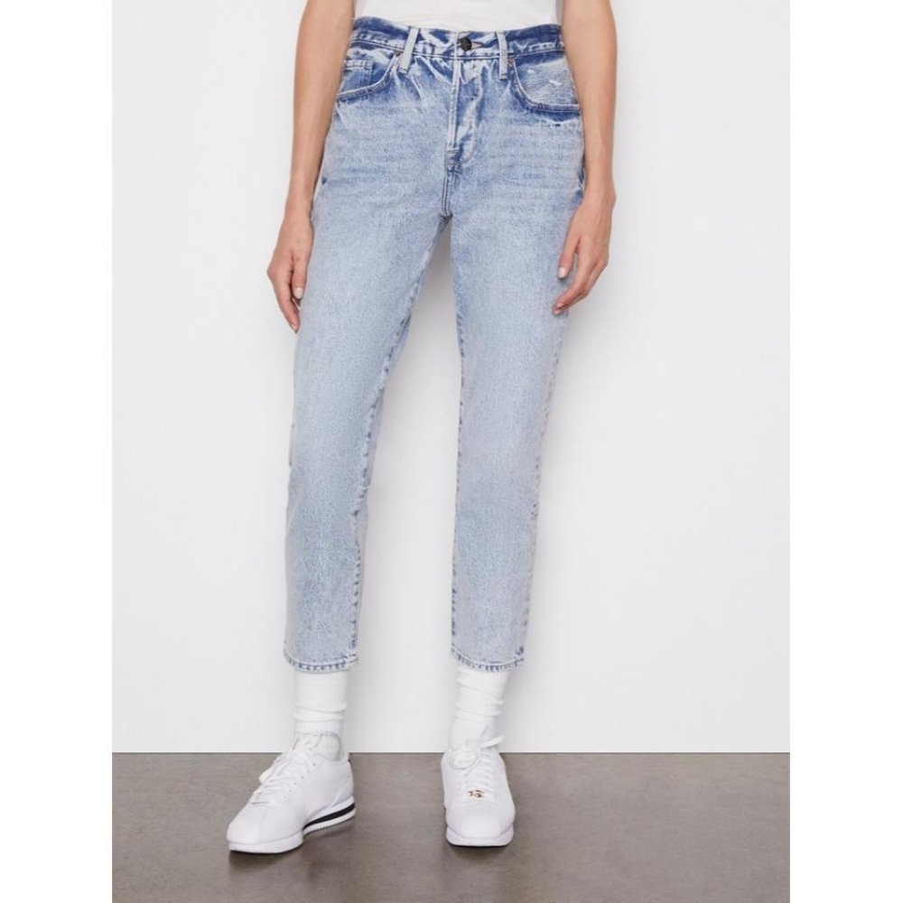 🆕 FRAME Le Original High Rise Straight Leg Button Fly Jeans Richlake Blue Sz 24 - Picture 3 of 15